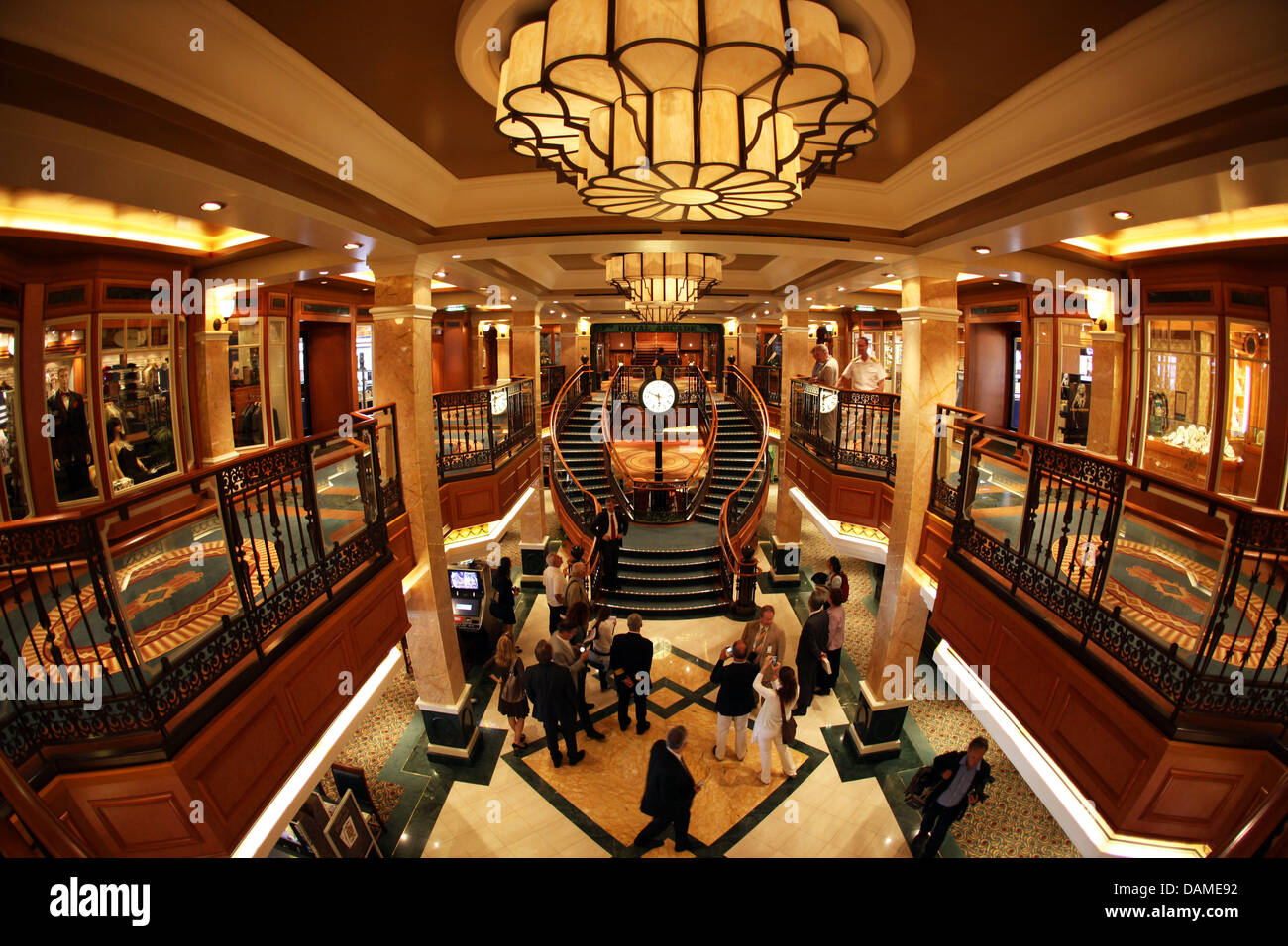 A shopping mall is pictured onboard the 'Queen Elizabeth' at the harbour in  Luebeck, Germany, 4 June 2011. The cruise ship which is named after the  British Queen visits Germany for the