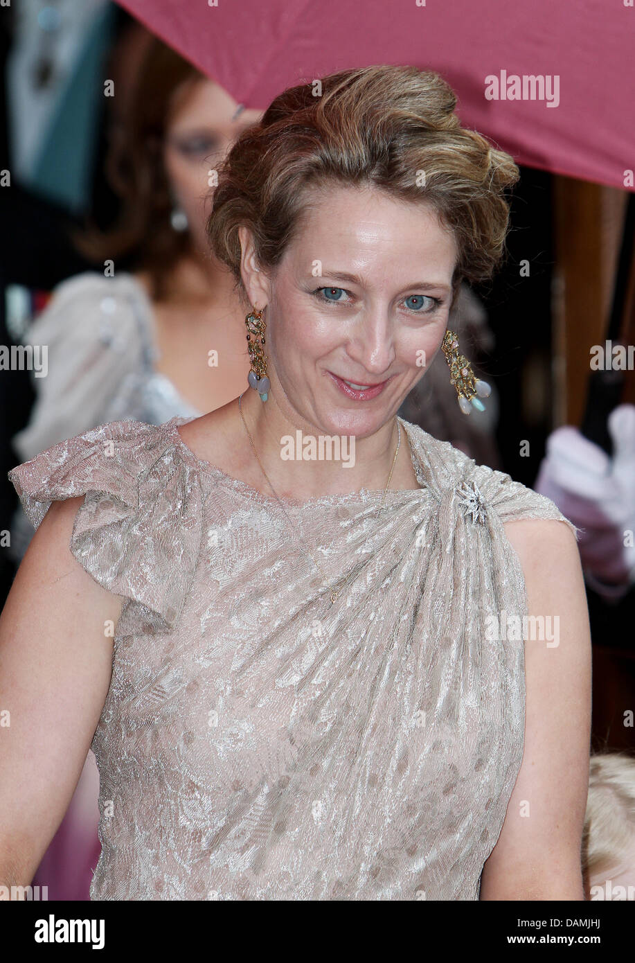 Princess Alexandra of  Sayn-Wittgenstein-Berleburg leaves the church after the religious wedding of Princess Nathalie of Sayn-Wittgenstein-Berleburg and  Alexander Johannsmann at the Evangelical Church of the castle in Bad Berleburg, Germany, 18 June 2011. The couple had a civil marriage on May 27th, 2010. Photo: Patrick van Katwijk Stock Photo