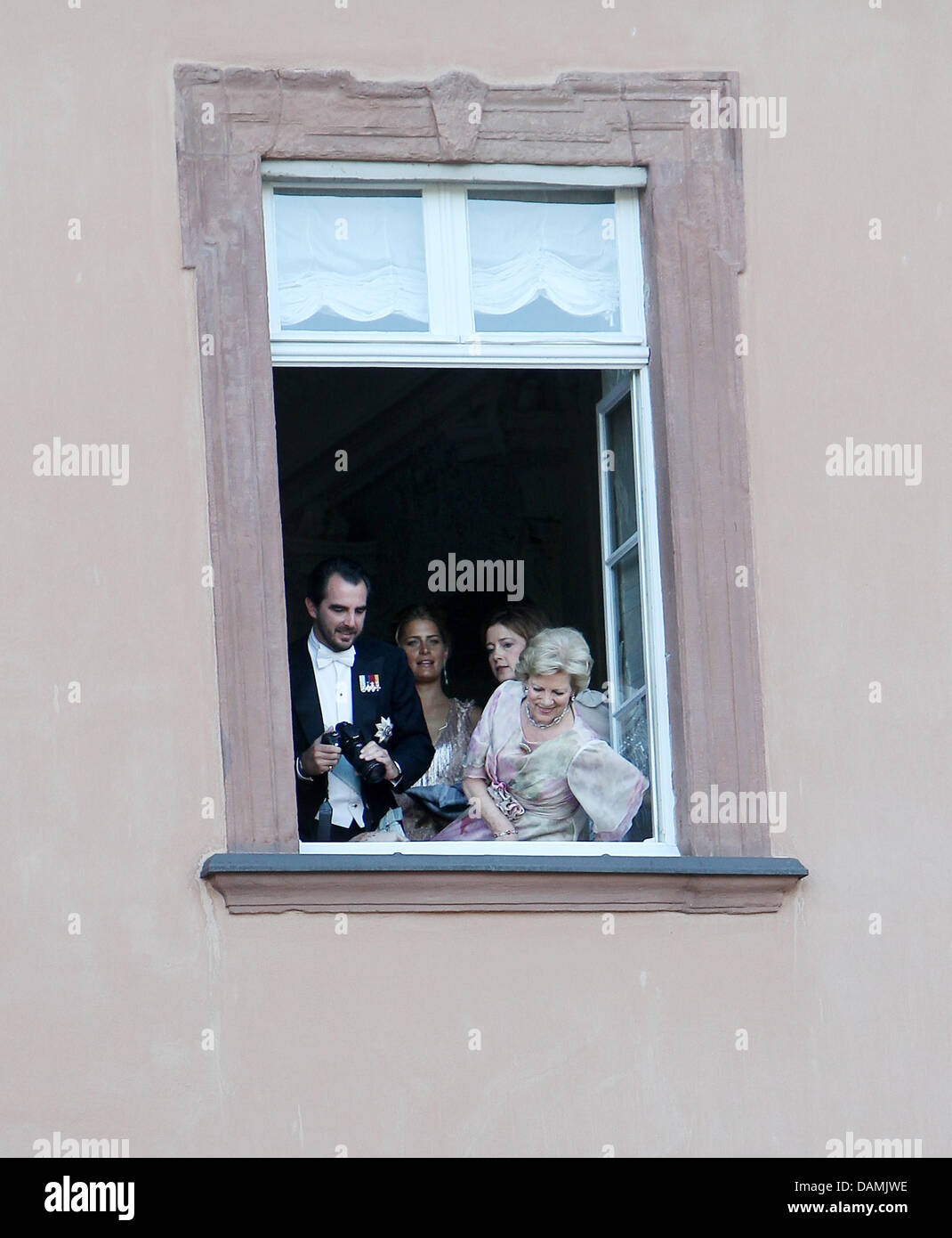 Prince Nikolaos of Greece (L-R), his wife Tatiana Blatnik, Princess 