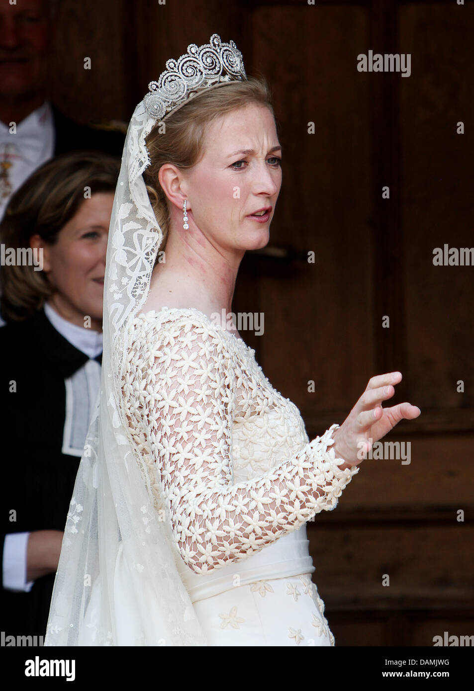 Princess Nathalie of Sayn-Wittgenstein-Berleburg arrives for her religious wedding with Alexander Johannsmann at the Evangelical Church of the castle in Bad Berleburg, Germany, 18 June 2011. The couple had a civil marriage on May 27th, 2010. Photo: Patrick van Katwijk Stock Photo