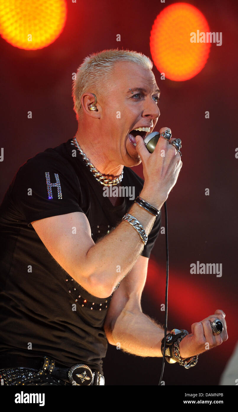 Scooter's singer H.P. Baxxter performs during a concert at the Imtech