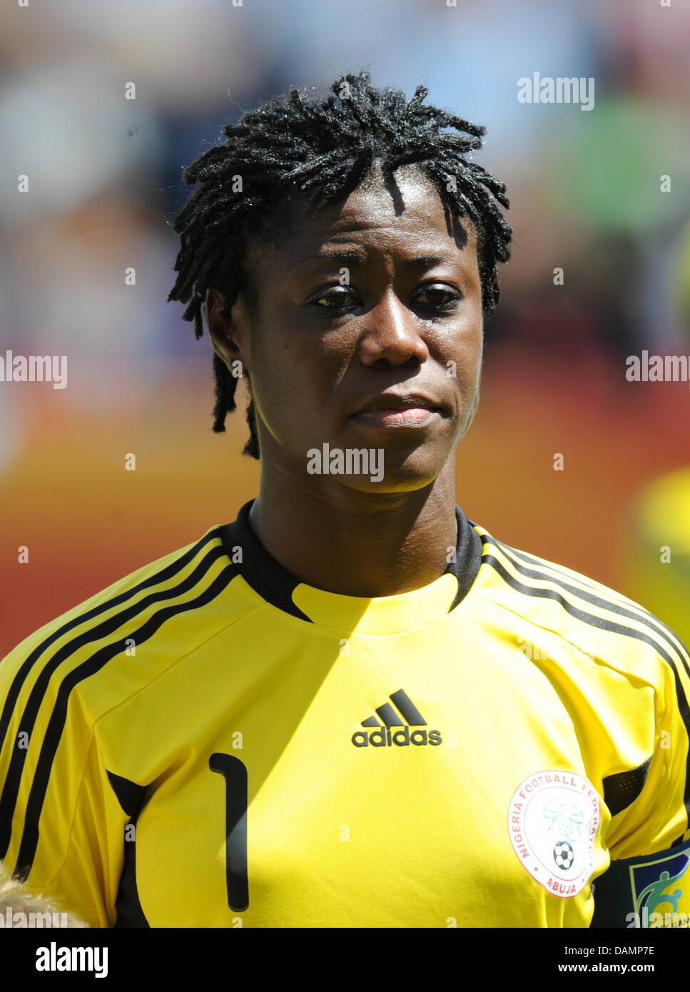 Precious Dede, goalkeeper of Nigeria, prior to the Group A match Nigeria against France of FIFA Women's World Cup soccer tournament at the Rhein Neckar Arena in Sinsheim, Germany, 26 June 2011. Photo: Bernd Weissbrod dpa/lsw Stock Photo