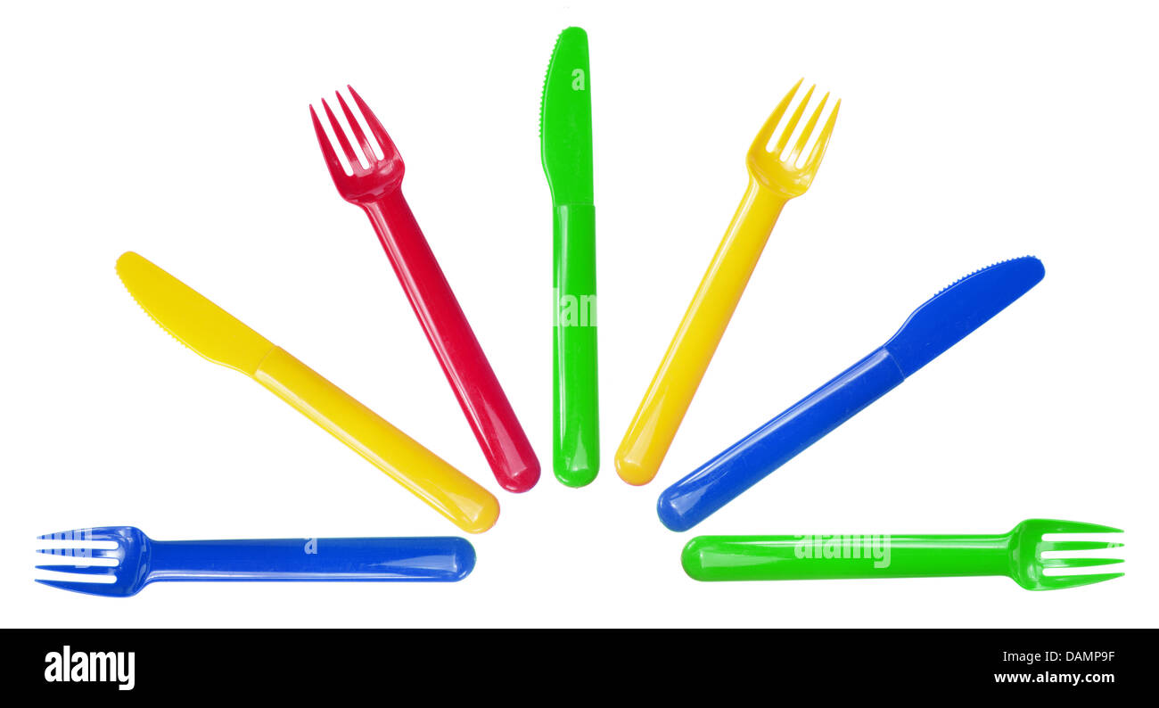 Plastic Forks and Knives Stock Photo