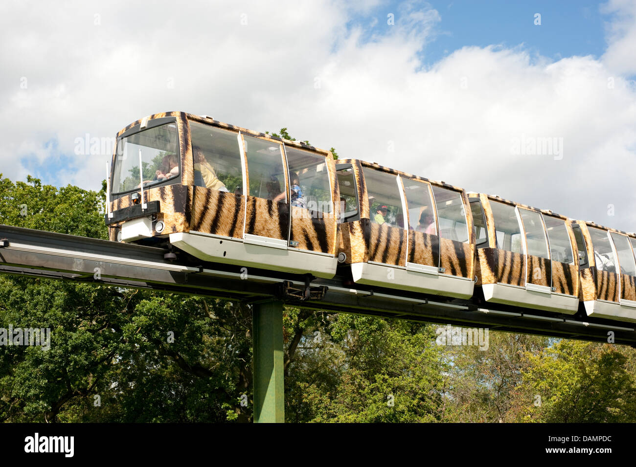 Zoo Monorail Elevated Train Tiger Stripes Stock Photo