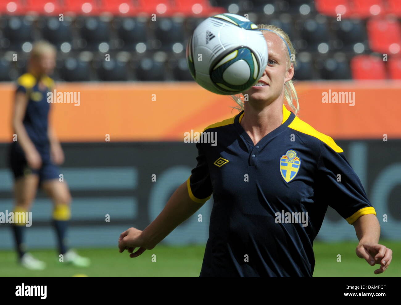 Sweden's Caroline Seger plays the ball during practice at the Women's ...