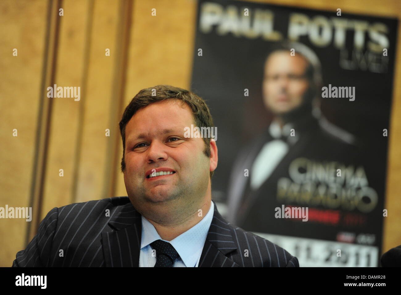 British tenor Paul Potts poses during a press conference in Munich ...