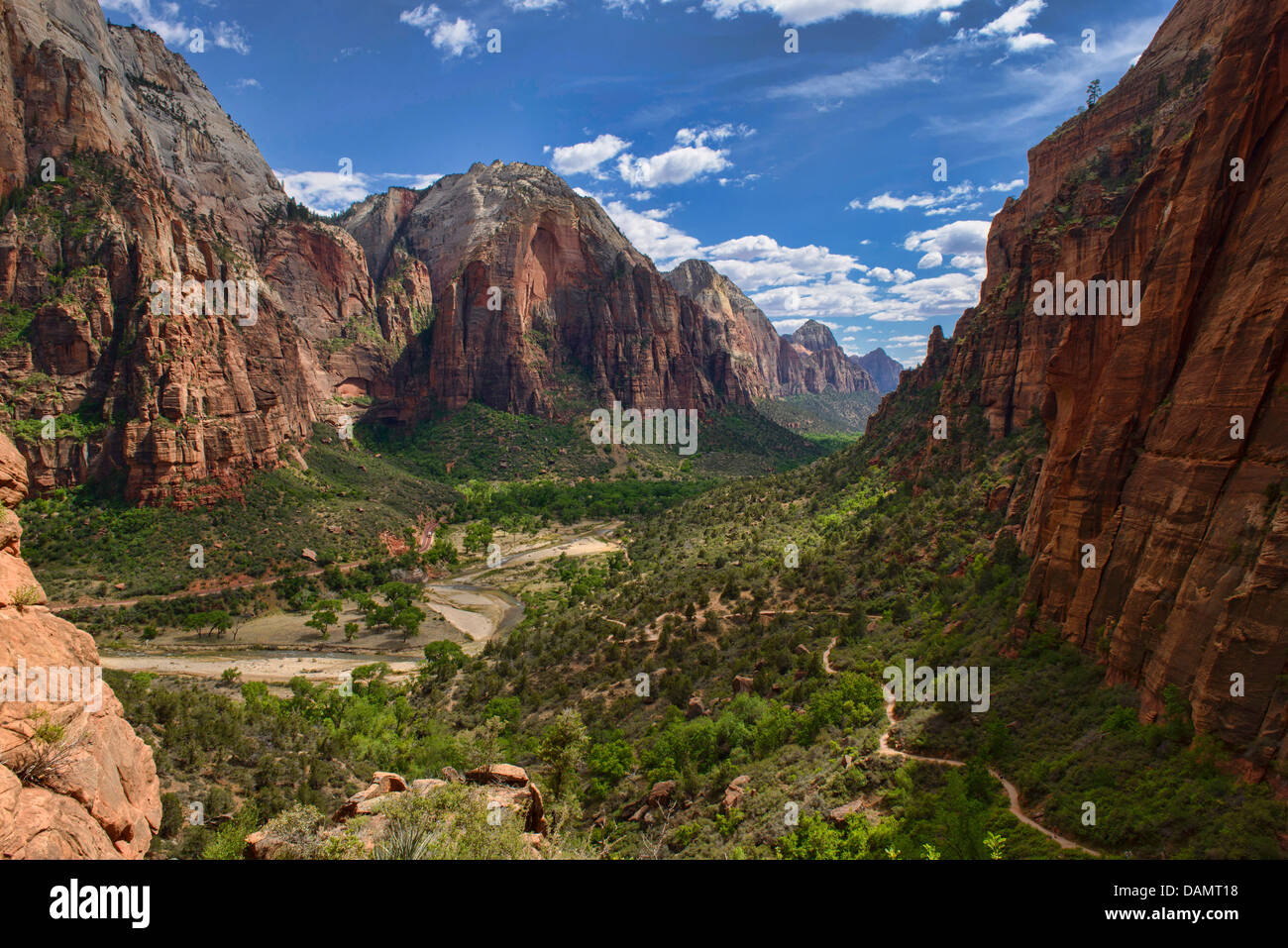 View from the Angels Landing Trail, Zion National Park, Utah Stock Photo