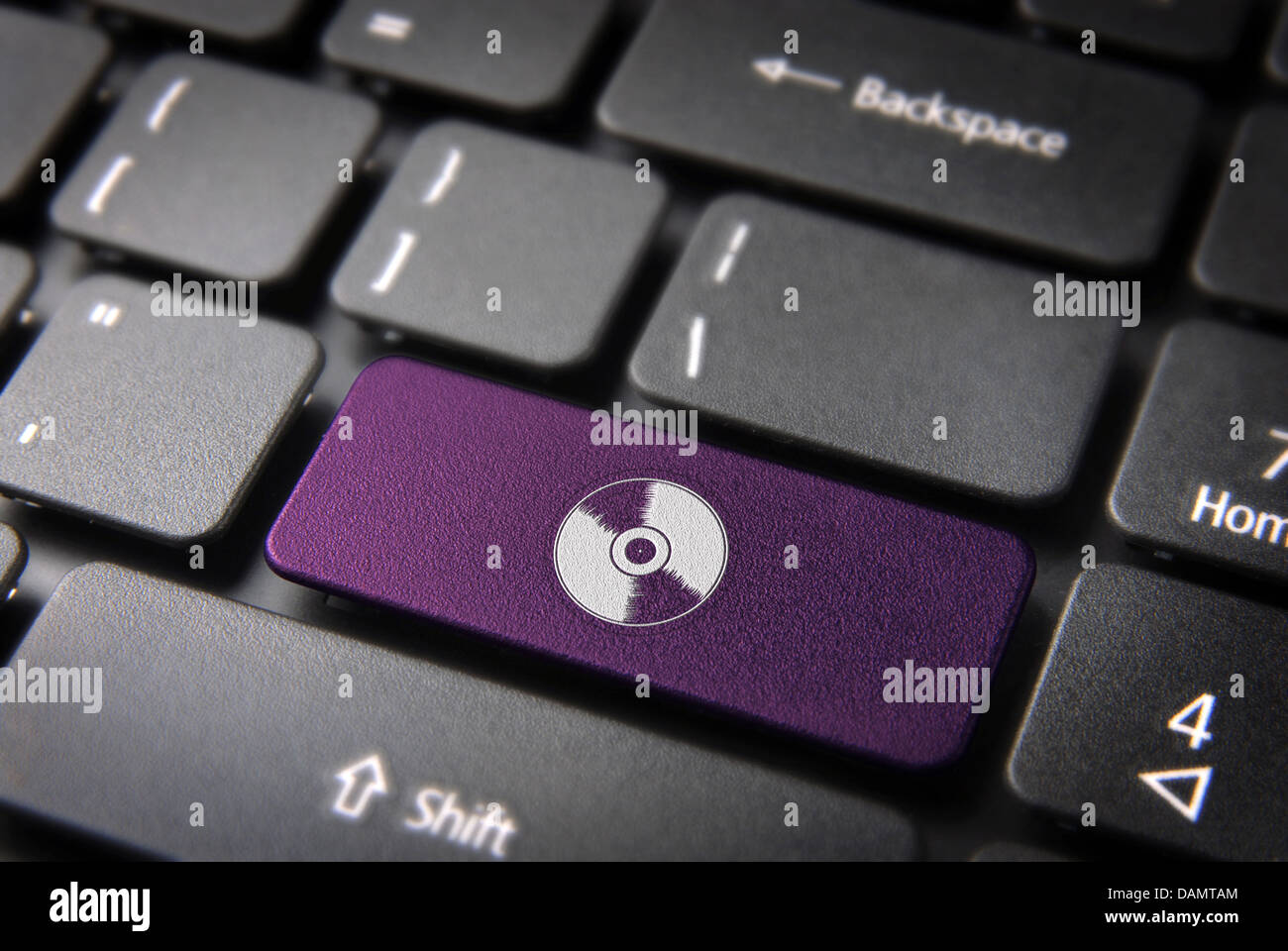 Entertainment key with Disc icon on laptop keyboard. Included clipping ...