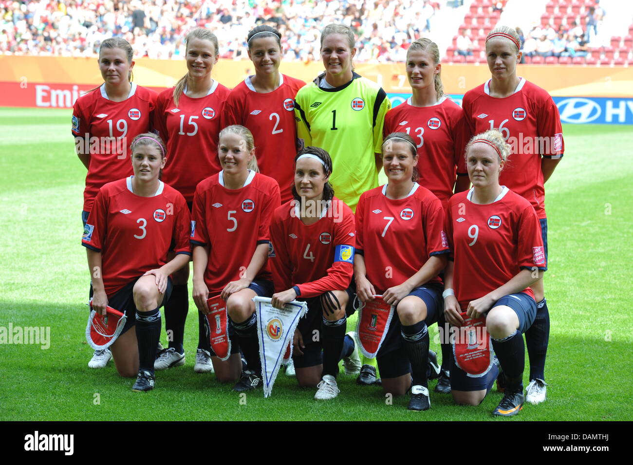 Thestarting line-up of Norway poses for a group photo prior to the ...