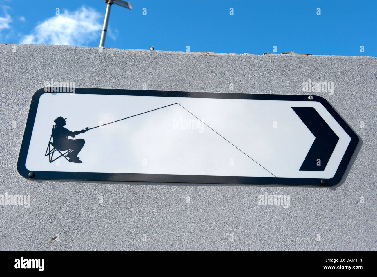 Sign Fishing Fisherman Black White Arrow Right Stock Photo