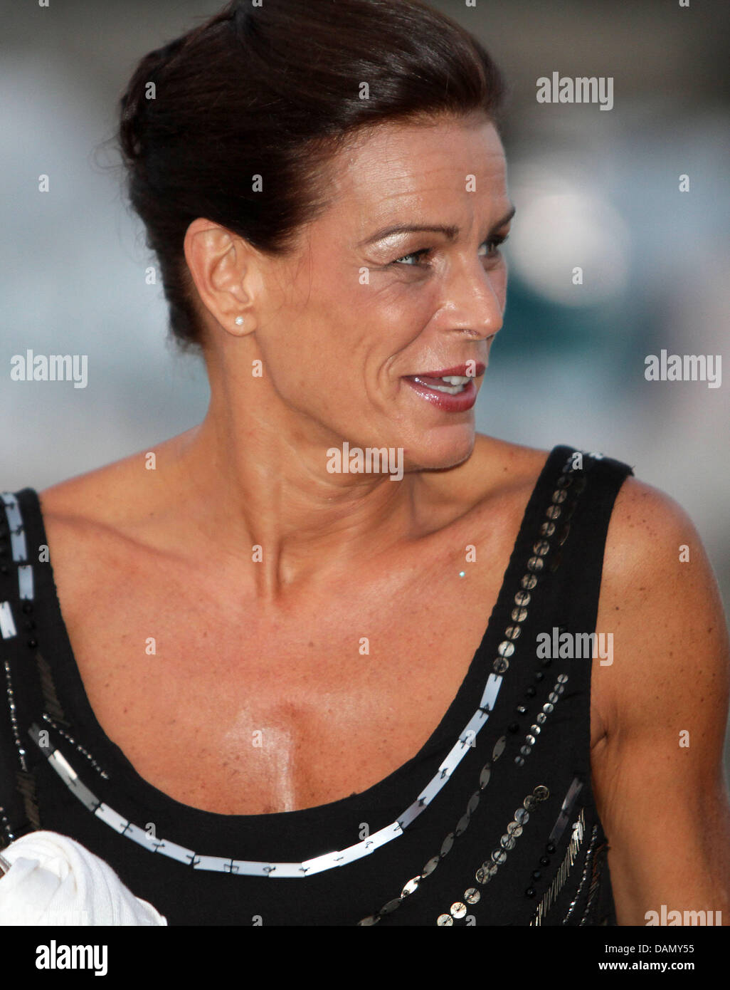Princess Stephanie of Monaco during the Show of Jean Michel Jarre on the occasion of the wedding of Prince Albert II. in the harbour of Monte Carlo, 1 July 2011. Photo: Albert Nieboer Stock Photo