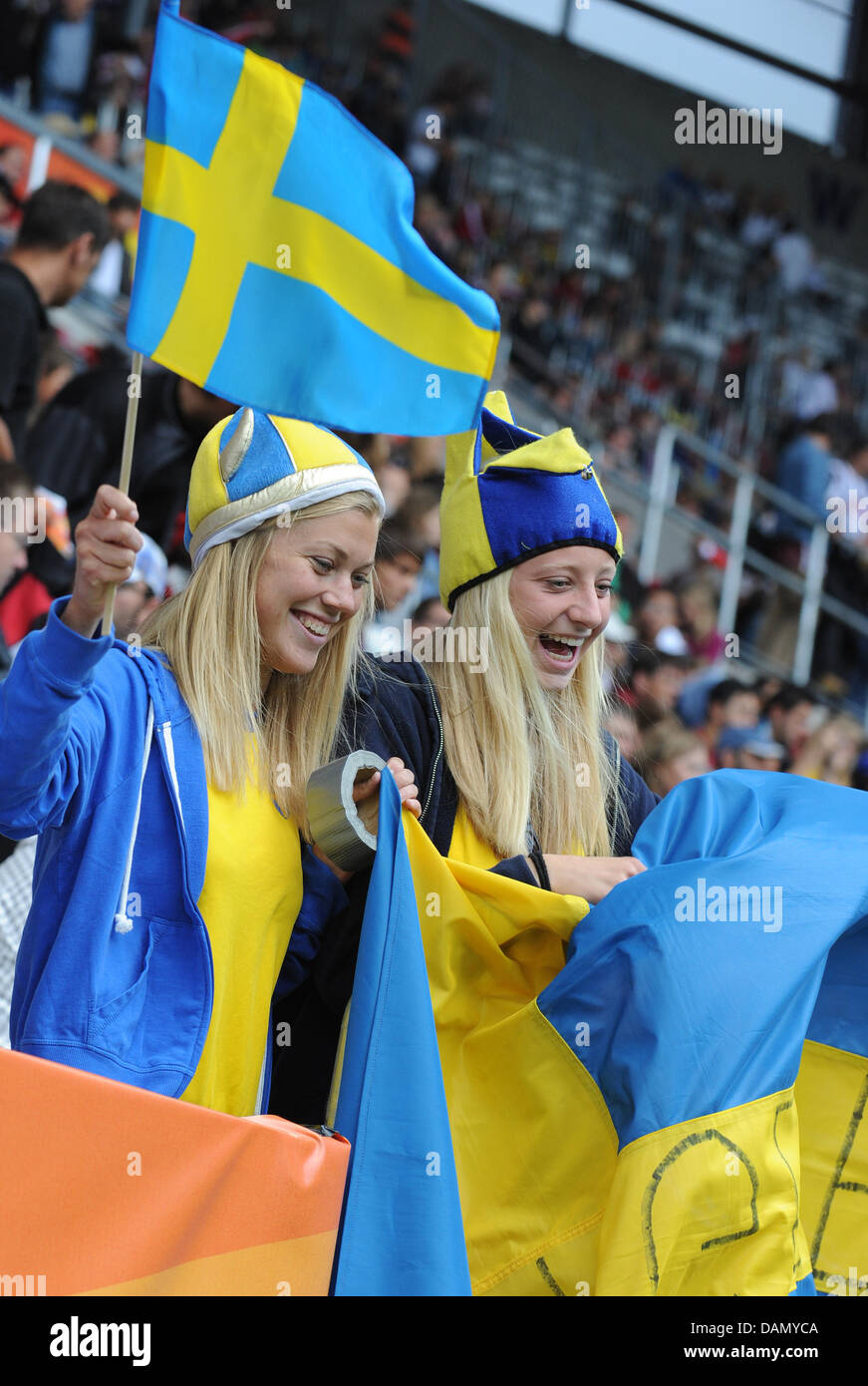 Swedish fans cheer prior to the Group C match North Korea against