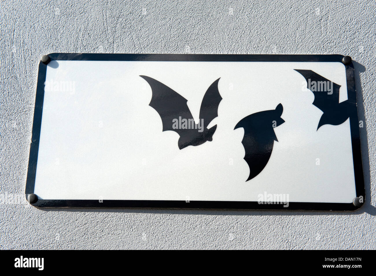 Sign Bats in Flight Black on White Rectangular Stock Photo