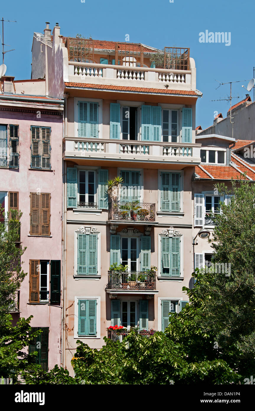 Nice old  house historic center city French Riviera Cote D'Azur France near museum of modern art Stock Photo