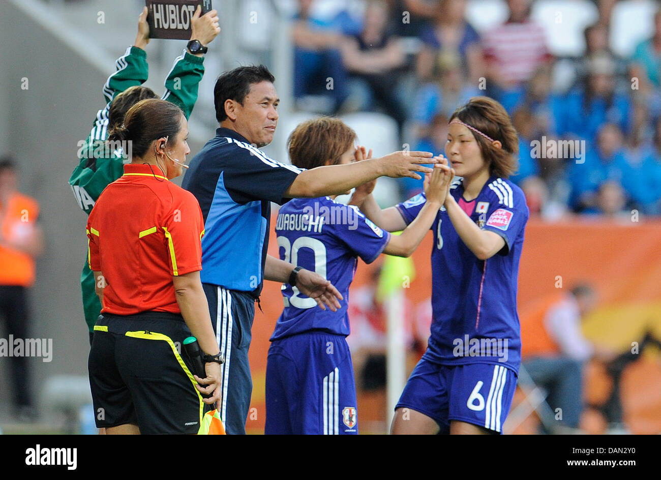 Coach Norio Sasaki of Japan during an substitution during the Group B
