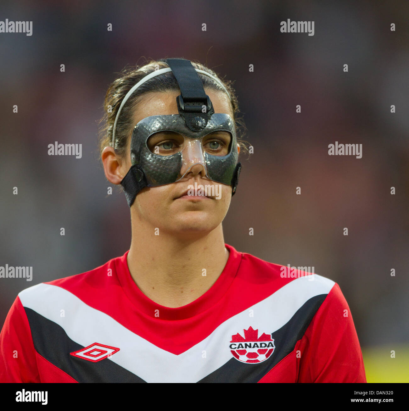 Christine Sinclair of Canada before the Group A match Canada against Nigeria of FIFA Women's World Cup soccer tournament at the Rudolf Harbig Stadium in Dresden, Germany, 05 July 2011. Foto: Jens Wolf dpa/lsn  +++(c) dpa - Bildfunk+++ Stock Photo