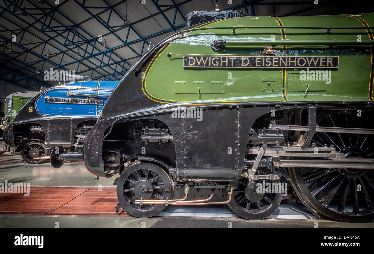 The Great Gathering of A4 Pacific locos The Dwight D Eisenhower and the Sir Nigel Gresley. NRM Stock Photo