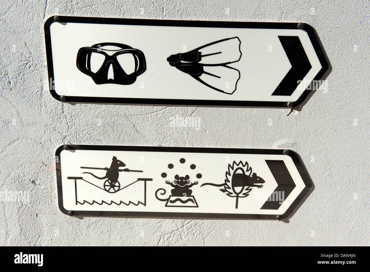 Sign Snorkeling Goggles Flippers Arrow Right Stock Photo