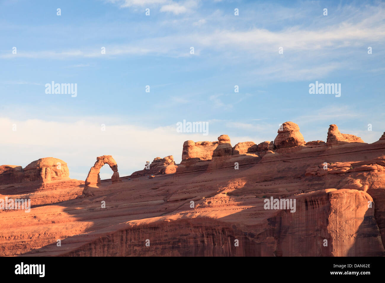 USA, Utah, Moab, Arches National Park, Delicate Arch from Lower Viewpoint Stock Photo