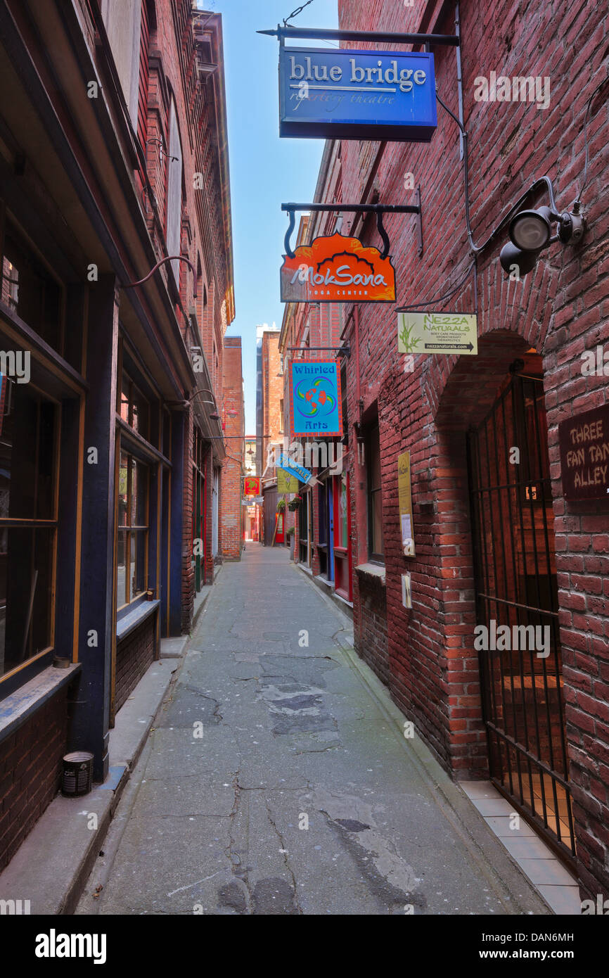 Fan Tan Alley in Chinatown, world's narrowest street-Victoria, British Columbia, Canada. Stock Photo