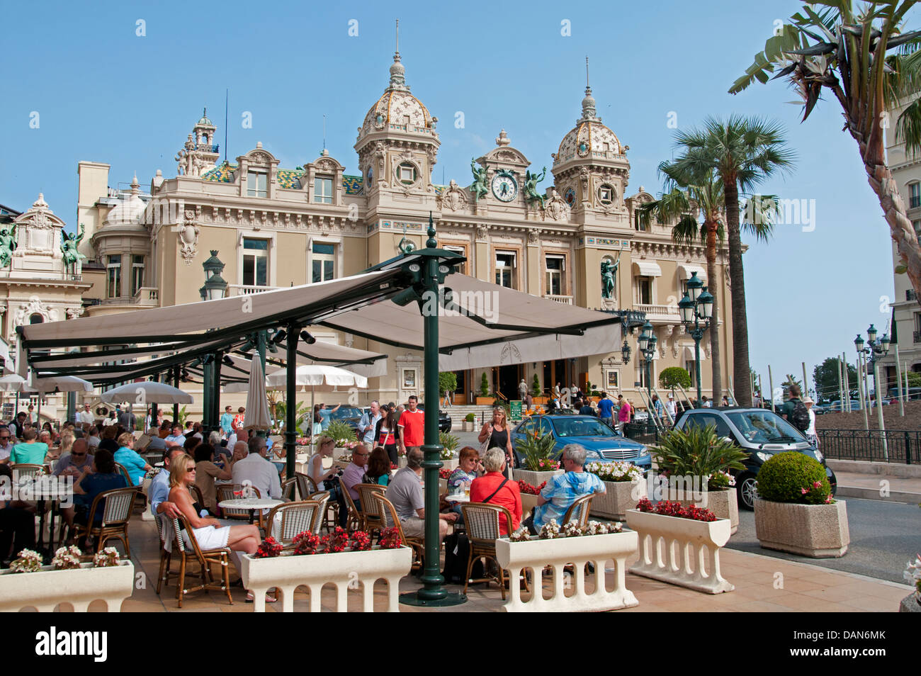 Cafe de Paris Place du Casino Monte Carlo and Grand Casino Monte Carlo Principality of Monaco French Riviera Cote D'Azur Stock Photo