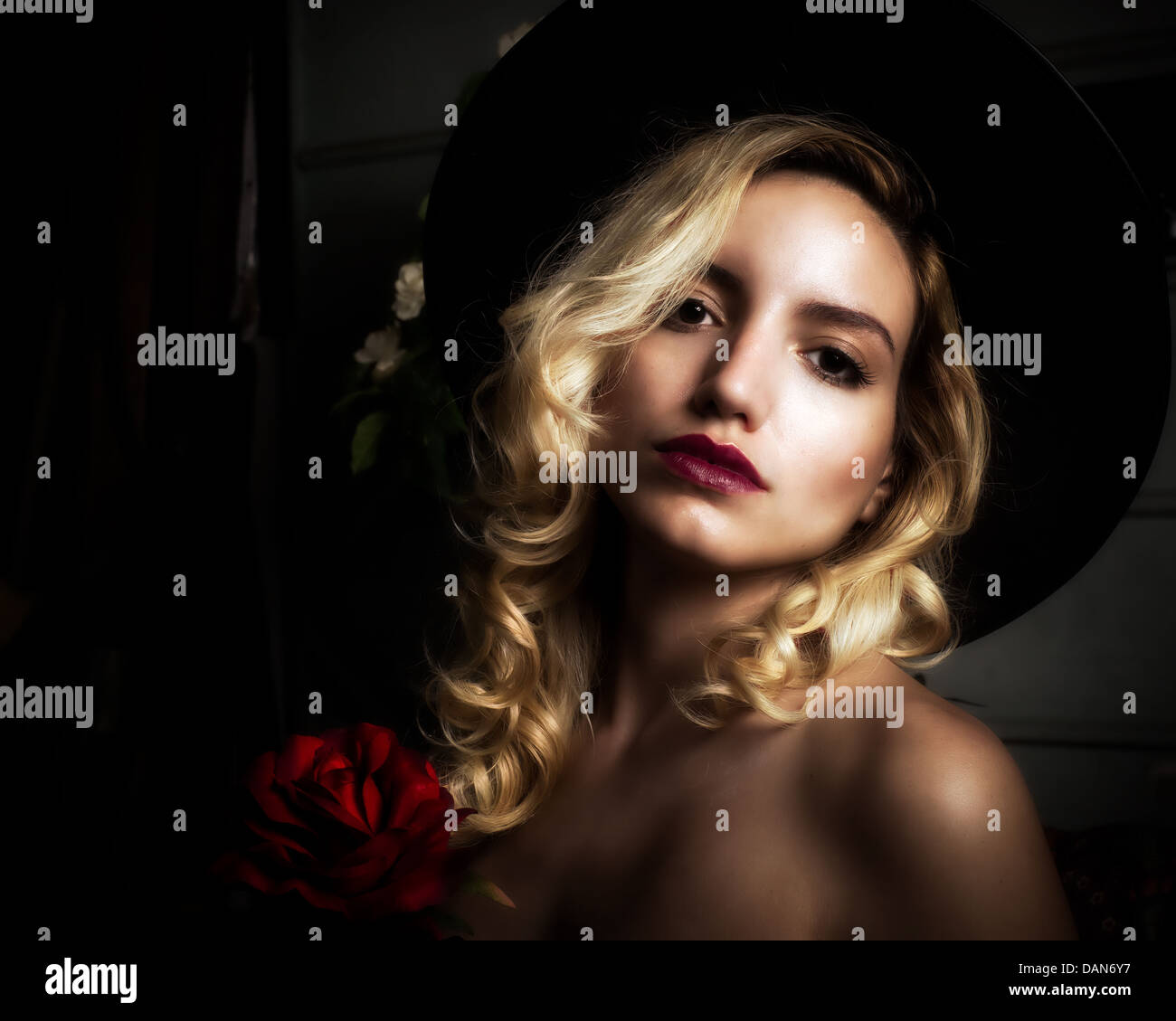 Close Up Portrait Of A Beautiful Young Spanish Blond Woman Shot In