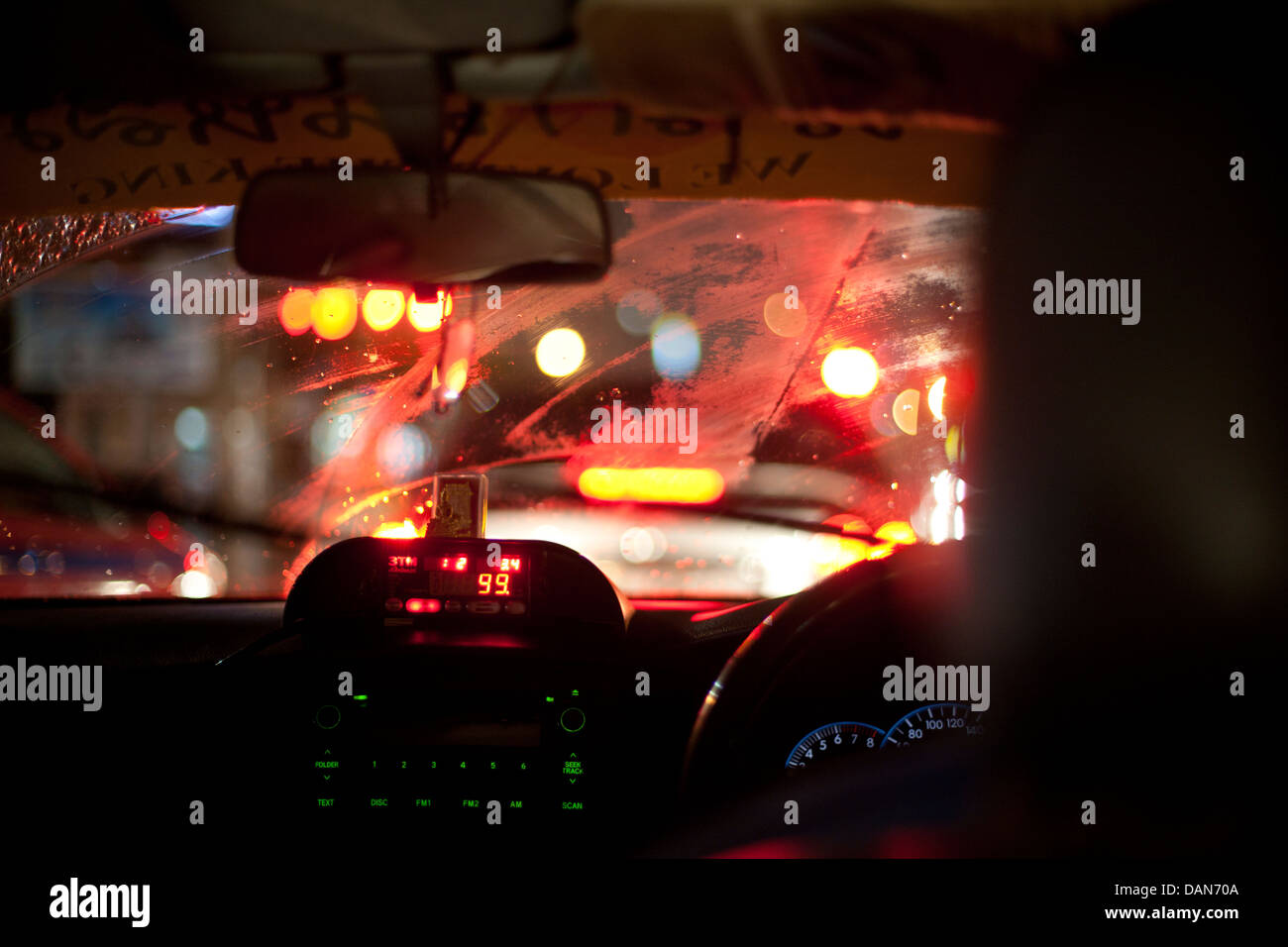 Thailand, Bangkok, Taxi ride at night Stock Photo