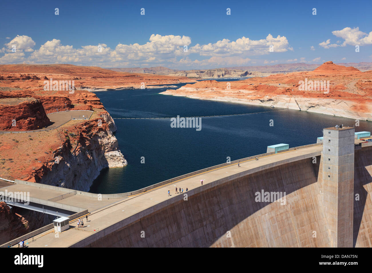 USA, Arizona, Page, Lake Powell and Glen Canyon Dam Stock Photo