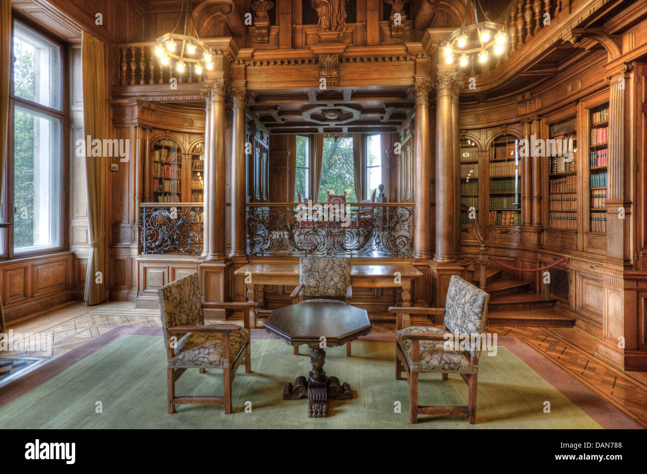 The library of the Krupp families Villa Hügel in Essen Stock Photo