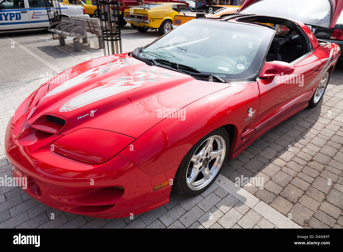 red pontiac trans am at classic car show Stock Photo