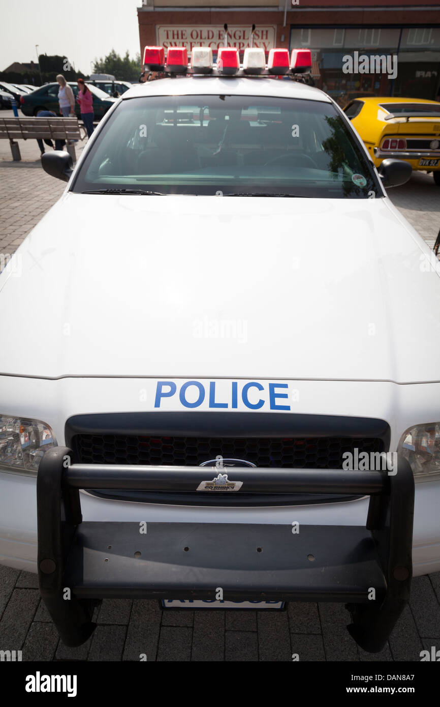 US ford police car with bull bar at classic car show Stock Photo