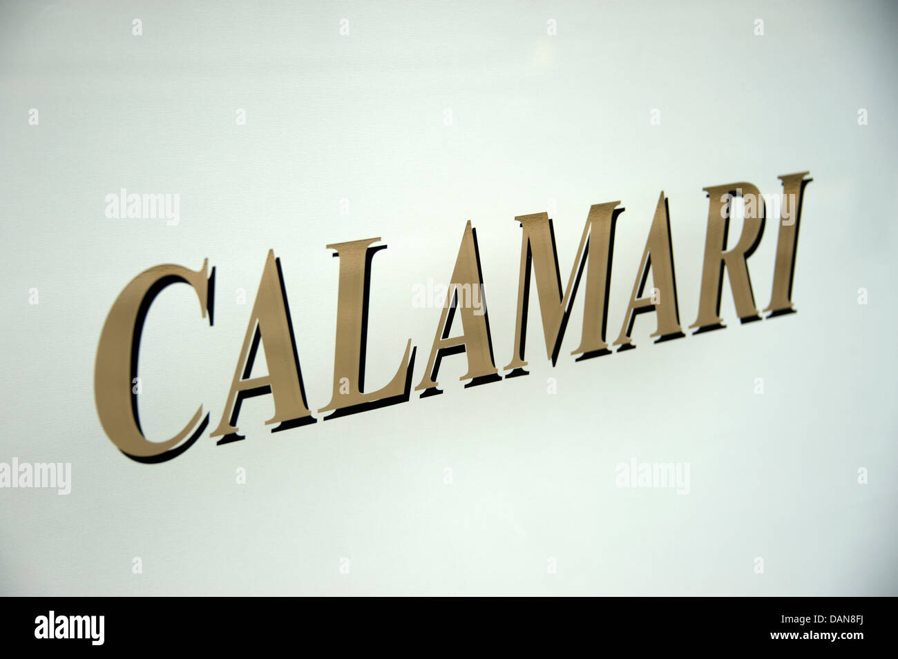 Calamari Italian Gold Lettering Sign Stock Photo