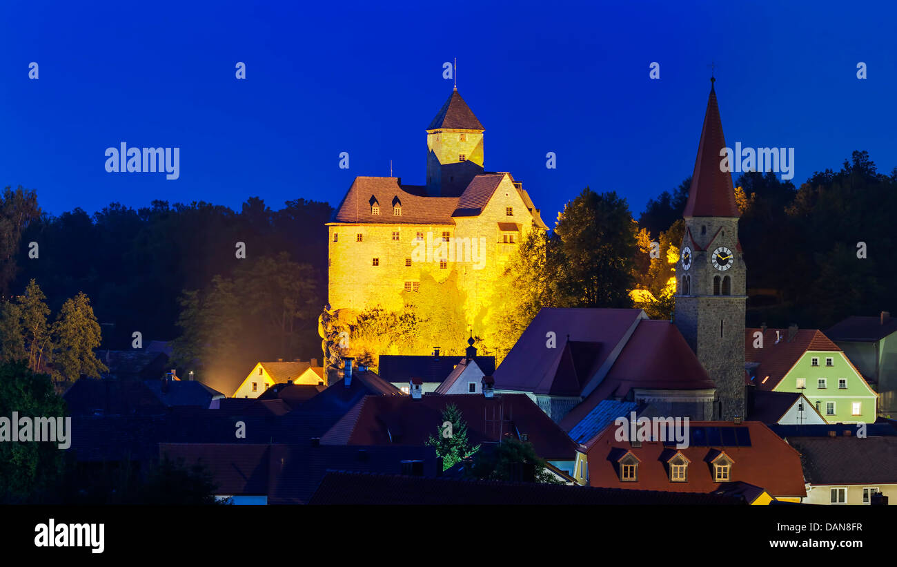 Germany, Bavaria, View of town with Falkenberg Castle Stock Photo