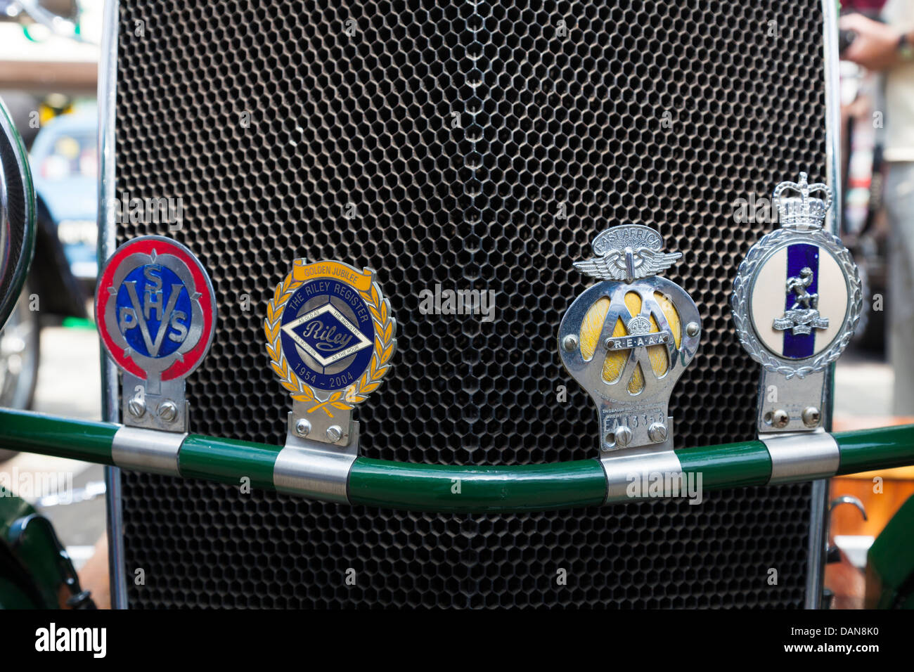 close up of riley and AA badges on radiator grill Stock Photo - Alamy