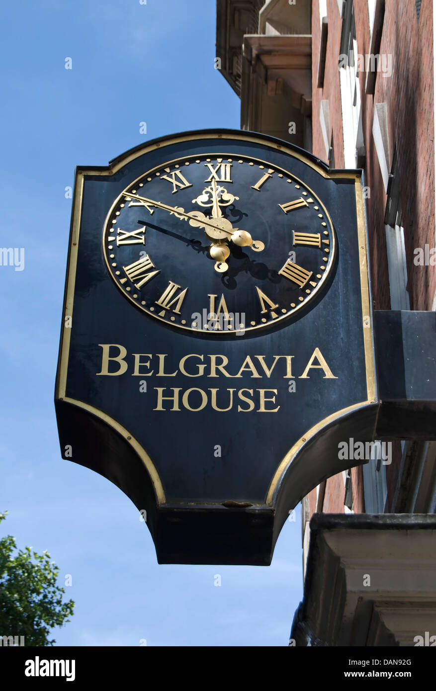 hanging clock outside belgravia house, horseferry road, westminster
