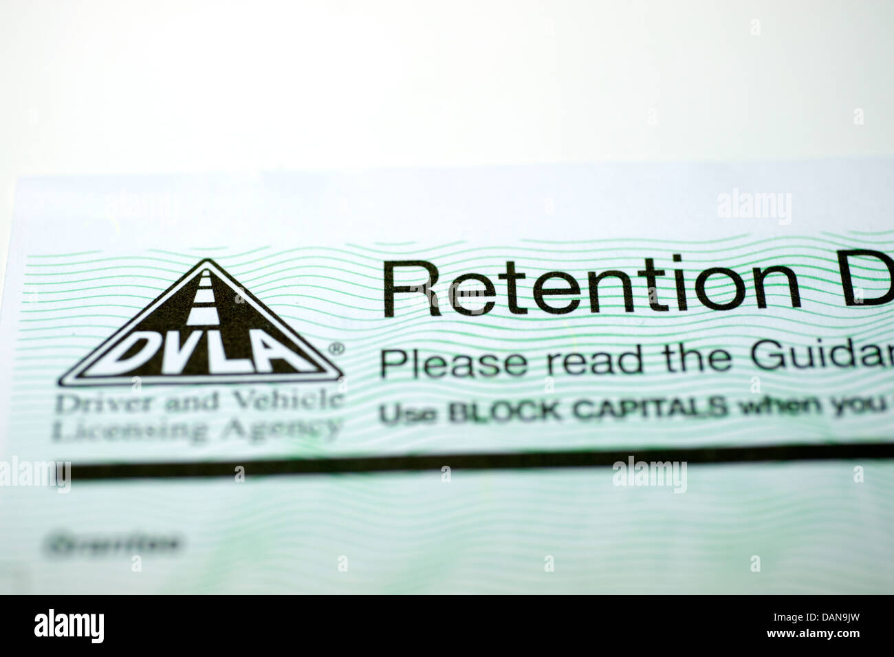 DVLA Cherished Transfer Retention Document Stock Photo