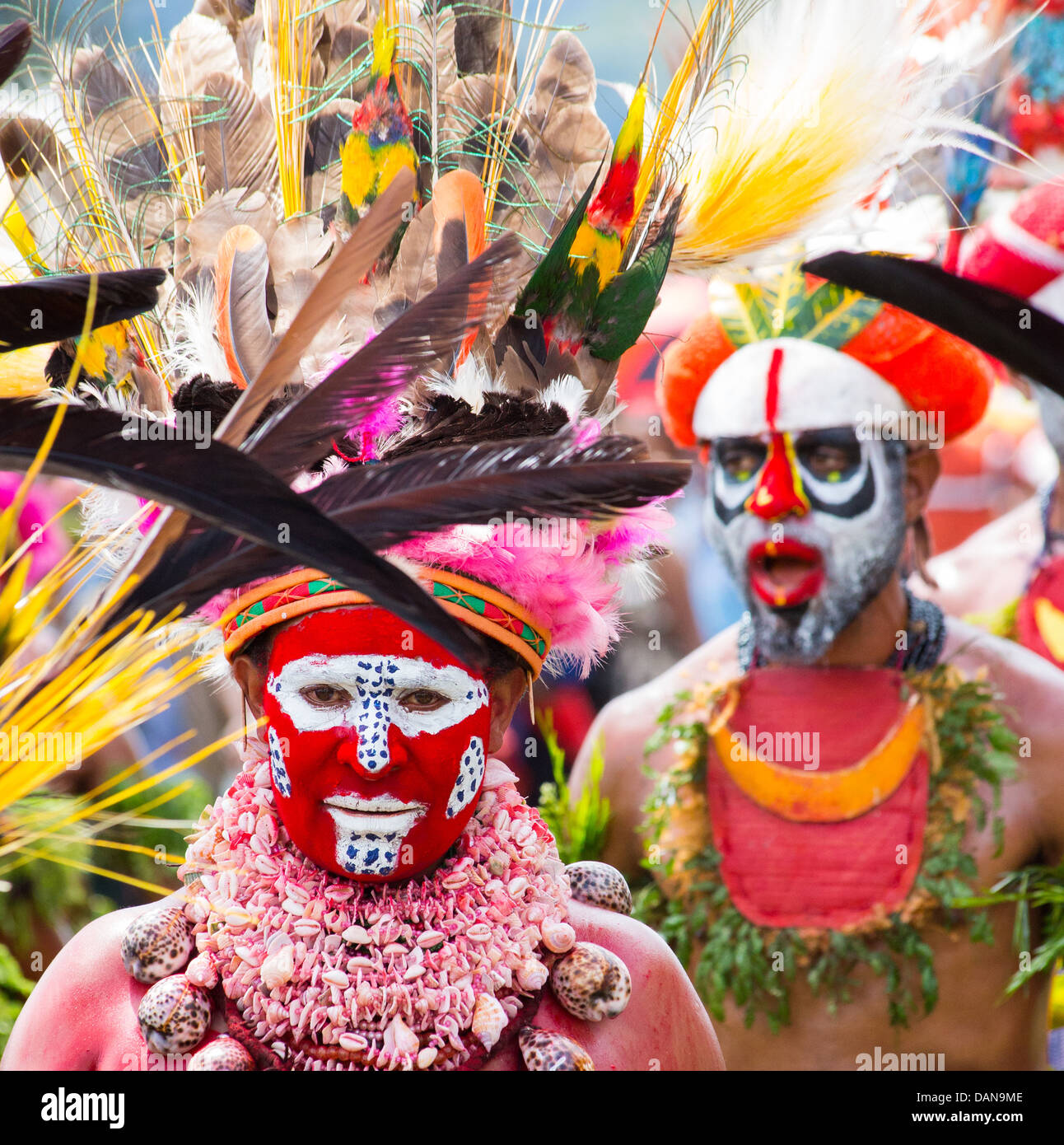 Colourful dancers at the Goroka festival in Papua New Guinea Stock Photo