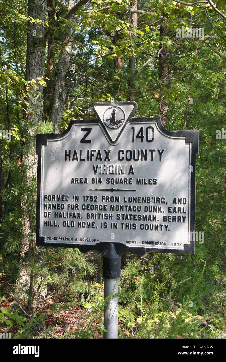 HALIFAX COUNTY VIRGINIA Area 814 Square Miles Formed in 1752 from