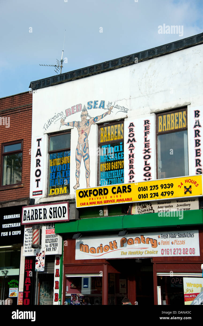Gawdy High Street Shops Manchester UK Stock Photo Alamy