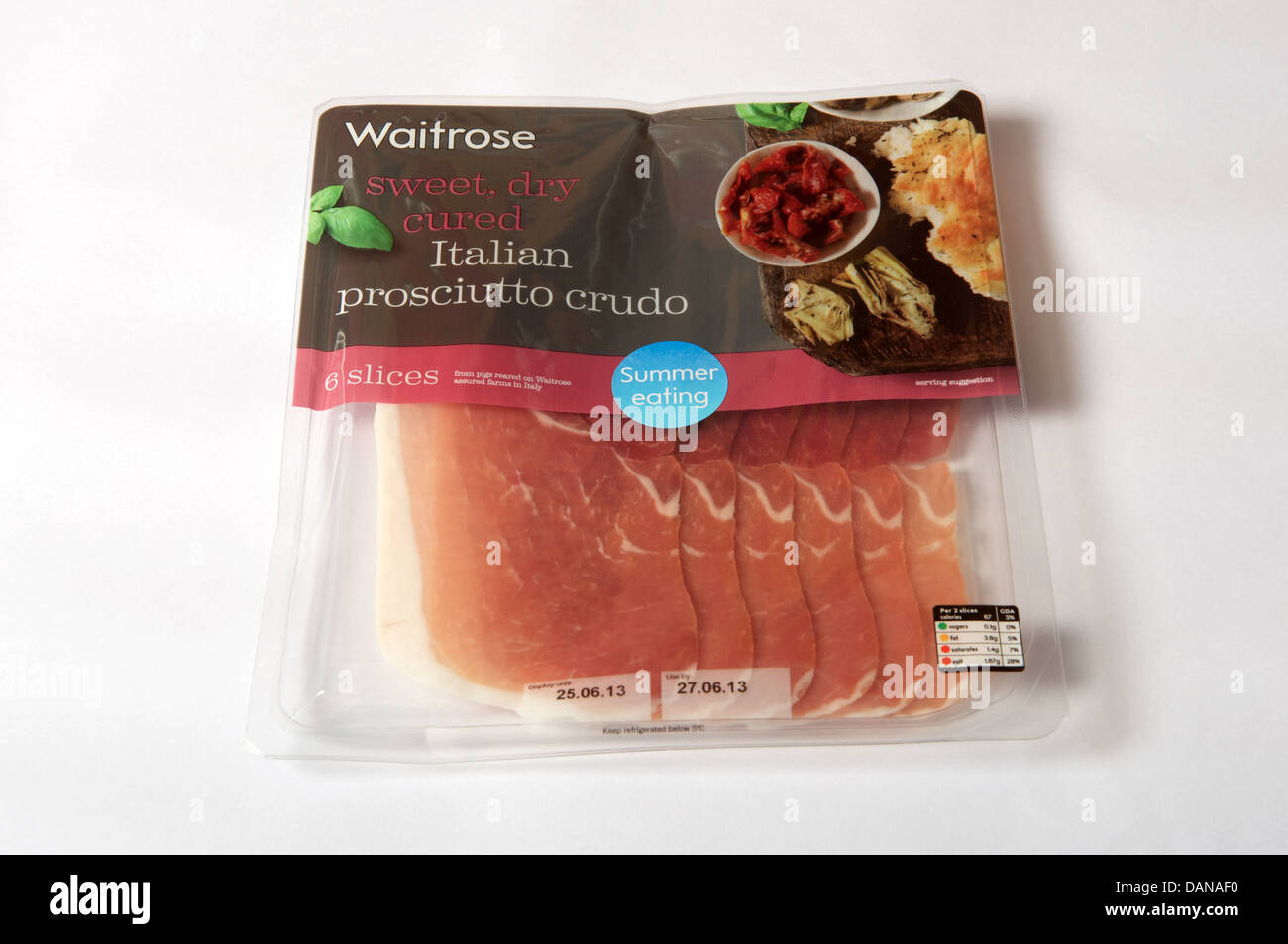 Waitrose sweet dry cured Italian prosciutto crudo ham Stock Photo Alamy