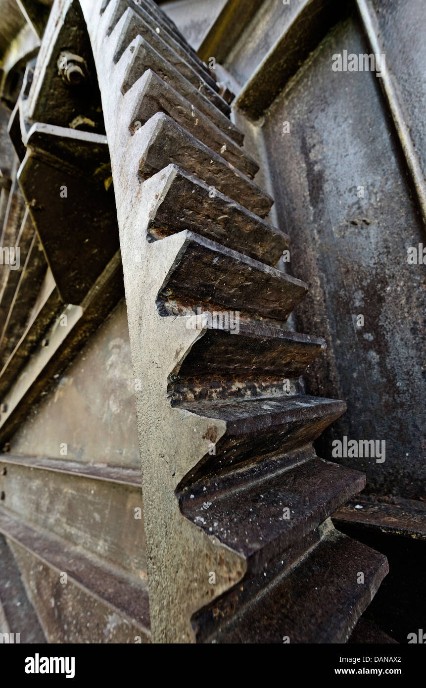a rusty old gear from an abandoned mill Stock Photo