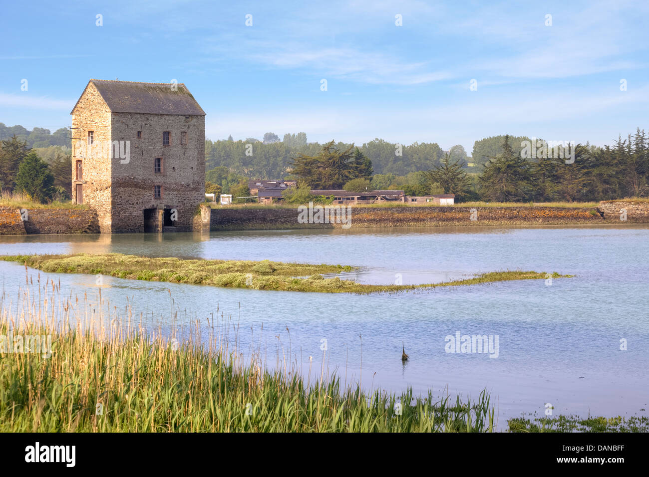 watermill at the Rance in Brittany, France Stock Photo