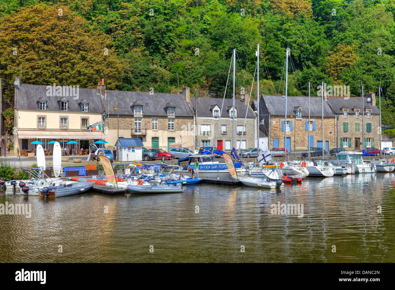 old port of Dinan, Brittany, France Stock Photo