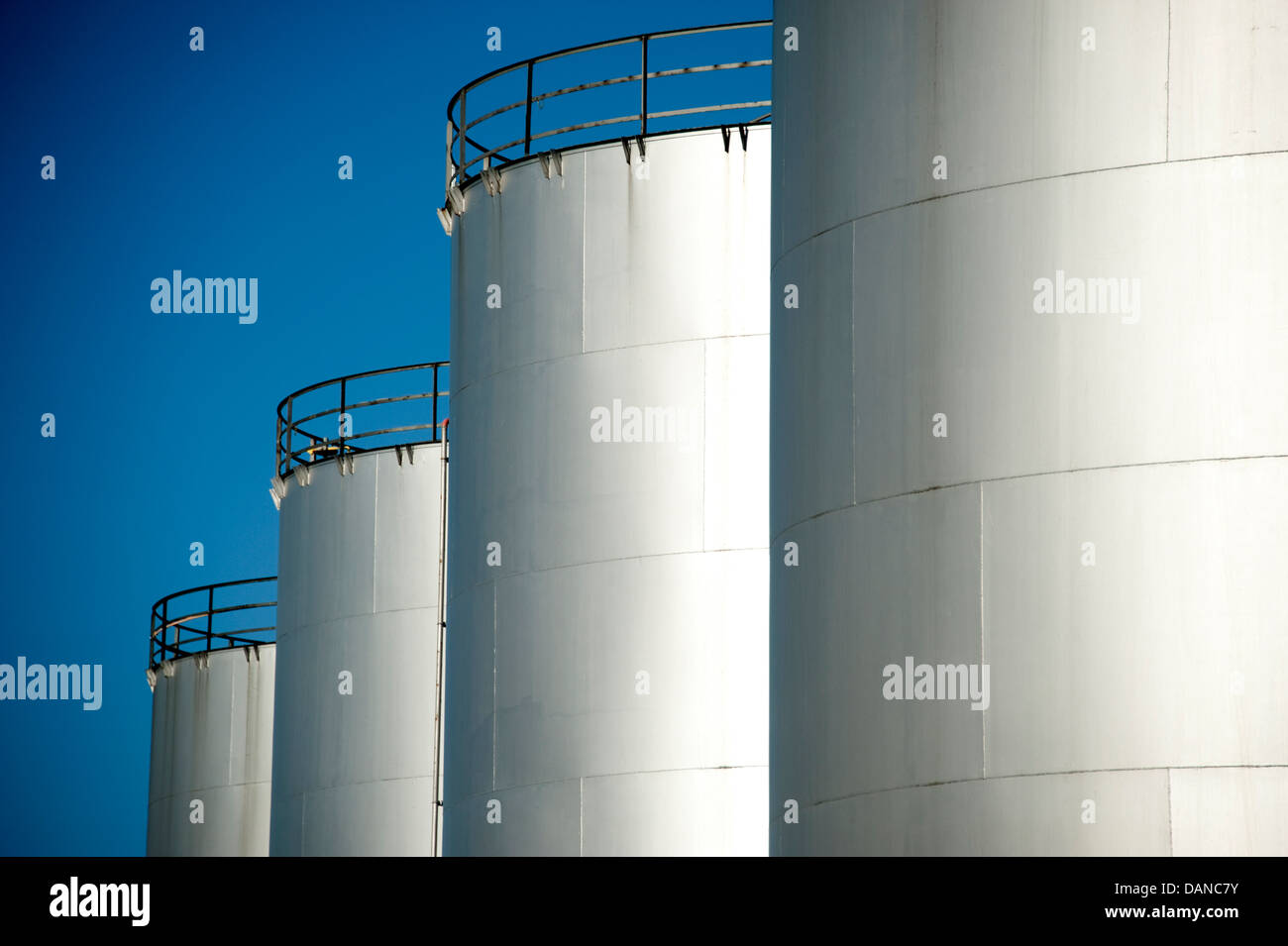 Petrochemical Refinery Gas Oil Storage Tanks Stock Photo