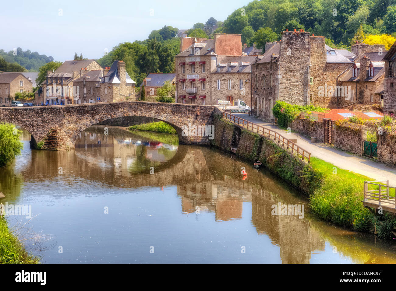 old port of Dinan, Brittany, France Stock Photo
