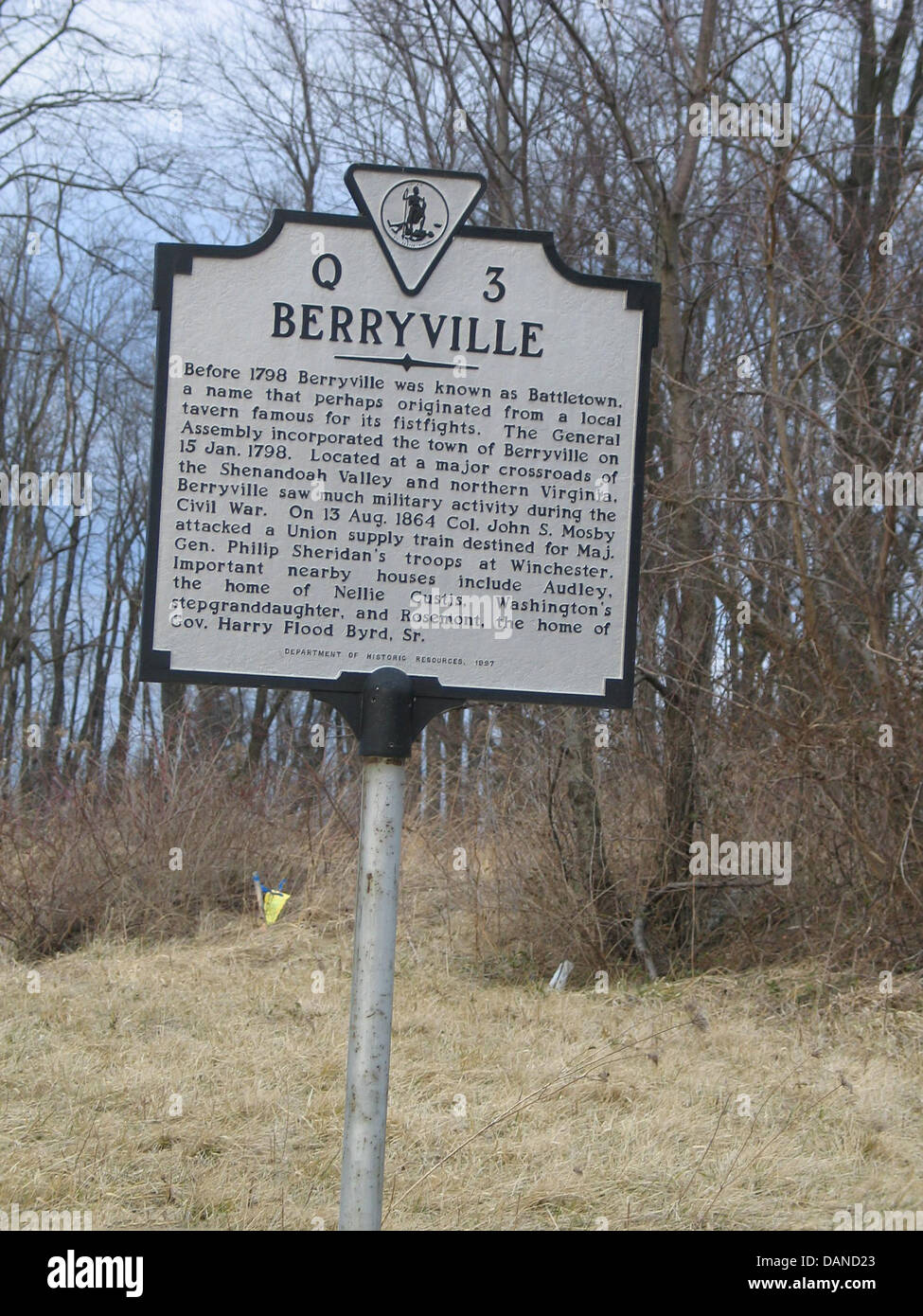 BERRYVILLE  Before 1798 Berryville was known as Battletown, a name that perhaps originated from a local tavern famous for its fi Stock Photo