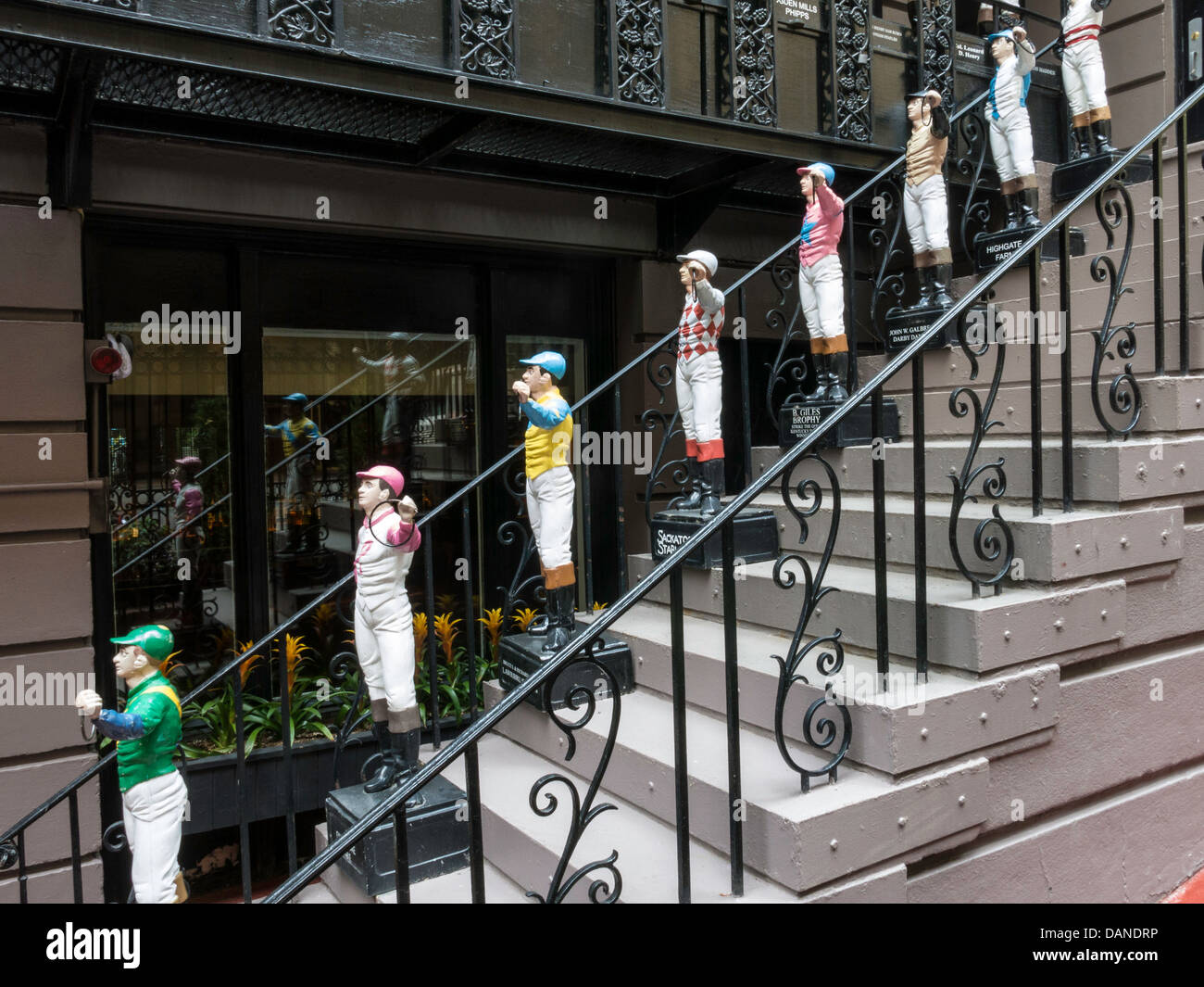 Ornamental Jockeys at The 21 Club, NYC Stock Photo