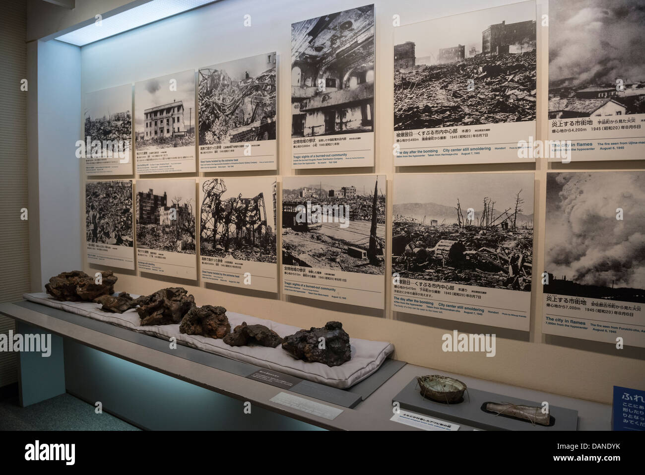 Fused Roof Tiles and Photos of Destroyed Buildings Caused by the the