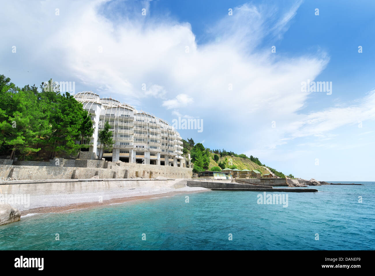 Unfinihed building on a beach in Crimea Stock Photo