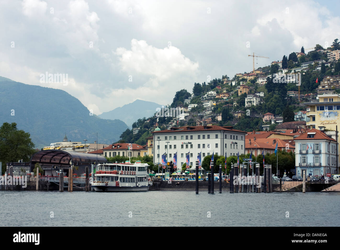 Harbor of Locarno, Ticino, Switzerland. Stock Photo